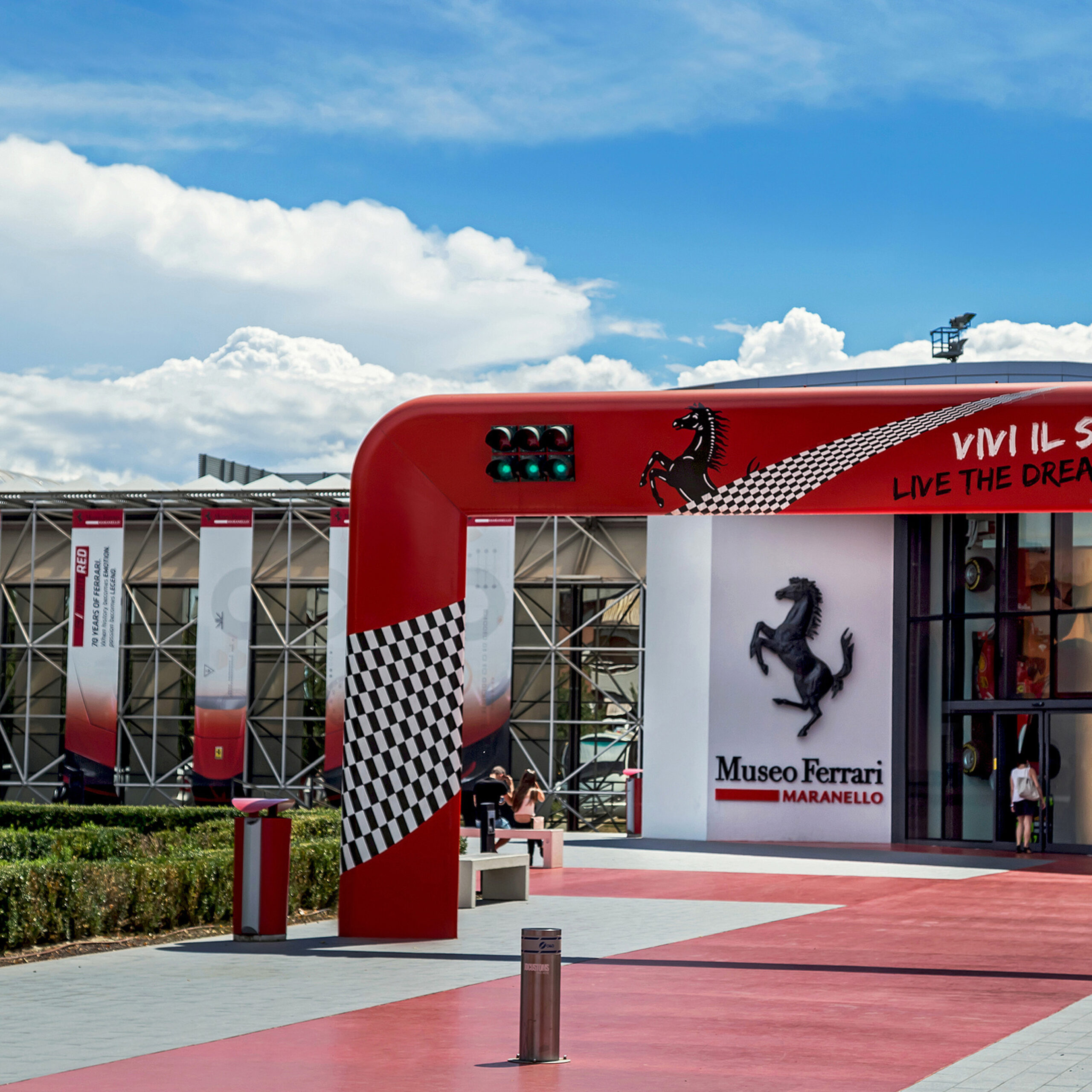 Maranello, Italy – July 26, 2017: Main entrance to famous, pop